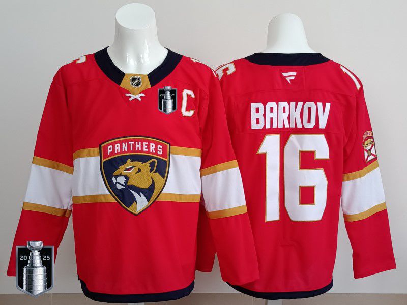 Men 2025 Florida Panthers #16 Barkov Red Fanatics Home Premium NHL Jersey style 3->florida panthers->NHL Jersey